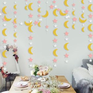 Party Decoration 2m Moon Pentagram Pull Flower Garland Holographic Hanging Streamers Diy Paper Crafts Wall Ornament Birthday Decor