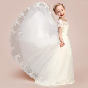 Vestidos de menina Princesa Tulle Júnior Dama de dama de honra Crianças de renda para vestidos de concurso de casamento Flor 2023