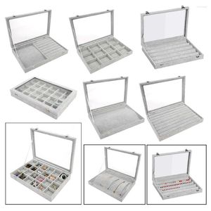 Smyckespåsar Display Tray Organizer för Ring Stud Halsband Holder Storage Box Chest