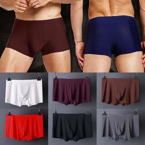 UNDUPANT 1 PC Sakinsiz Erkekler Boksörler Lüks Buz İpek İç çamaşırı SPANDEX 3D KROCK BOXER NYLON ŞORKLARI SLIPS