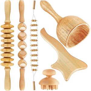 Full Body Massager Wooden Roller Massager Wood Gua Sha Therapy Massage Tool for Anti-cellulite Lymphatic Drainage Body Sculpting Muscle Pain Relief 230204
