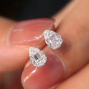 2024 Choucong Brand Stud Earrings Classical Jewelry 925 Sterling Silver Princess Cut White Topaz CZ Diamond Gemstones Party Water Drop Women Wedding Nice Gift