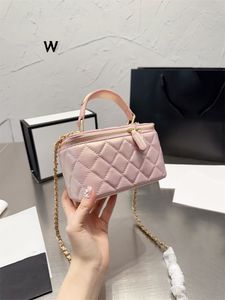 Moda damska Ulepszona CC Klasyczna torba Crossbody Box Torby na ramię Projektant Luksusowe torebki Nowa pikowana skóra jagnięca Top Uchwyt Vanity Case Chain Pink Lady Clutch Torebki