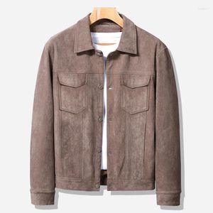 Men's Jackets Men Suede Leather Vintage Cargo Outwear Coats For Male Clothing Spring Autumn