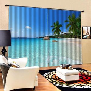 Curtain Custom Blue Curtains Luxury Blackout 3D Window For Living Room Bedroom Nature Scenery Beacu