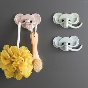 Hooks Cute Elephant Rotating Adhesive Hook Kawaii Kids Bathroom Kitchen Wall Hole-free Hanger Key Bag Clothes Home Organizer