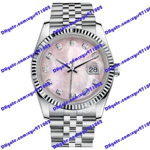 Wysokiej jakości zegarek 2813 Automatyczny zegarek mechaniczny 36 mm różowy frytylierowy tarcza 116234 luksusowy zegarek damski 316L Pasku ze stali nierdzewnej Sapphire Glass Diamentowe zegarki