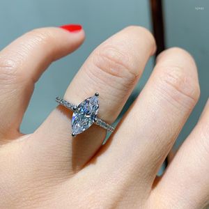 Küme Yüzük Markiz Kesim 3CT Lab Diamond CZ Ring 925 STERLING Gümüş Nişan Düğün Kadınlar Gelin Partisi Takı Mücevherat