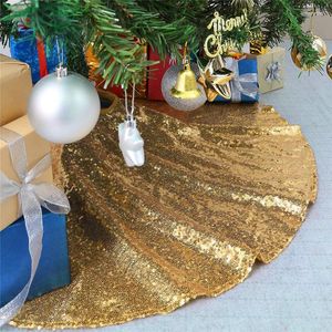 Christmas Decorations Tree Skirts 48 Inch Sparkly Skirt Fabric Carpet Round Gold Sequin Mats Beautiful Pography