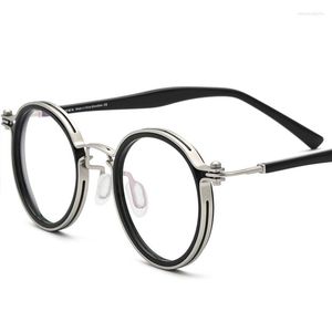 Solglasögon Bågar Titaniumacetat Optiska glasögon Bågar Man Märke Retro Vintage Runda Glasögon Dam Receptbelagda glasögon Myopi