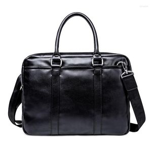 Briefcases Men Handbags Bags Business 14 Inch Laptop Briefcase Casual Tote Vintage Leather Shoulder Bag For Large Capacity