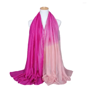 Scarves Gradient Color Scarf Women Cotton Linen Bali Yarn Female Thin Bronzing Shawl And Wraps Lady Tie Dye Hijab Stole