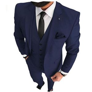 Erkek Suit Blazers lacivert Düğün Smokin 2023 Damat Sağdı Genç Prom (Ceket Pantolon Kravat) Özel Yapılı Takım