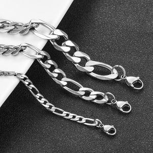 Chains Men's Stainless Steel Classic Figaro Chain Silver 4.5mm/7.5mm/11.5mm Fashion Necklace Gift JewelryChains