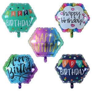 Decoração de festa 5pcs 22 polegadas coloridas feliz aniversário balões de hélio estampados para casamentos de chá de bebê Air Globos