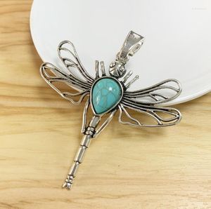 Pendant Necklaces 2 Pieces Tibetan Silver Large Hollow Dragonfly & Faux Charms Pendants For Necklace Jewelry Making 74x64mm