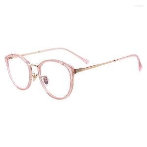 Óculos de sol molduras moda feminino Óculos de plástico de metal redonda de óculos vintage para lentes de prescrição Miopia lendo ProgressiveFashi