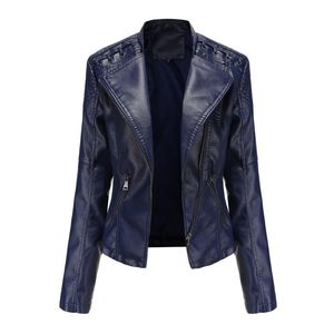 Giacca da donna in pelle sintetica primavera autunno donna Slim Fit Motor Biker PU cappotto corto colletto alla coreana capispalla con cerniera da donna 2023