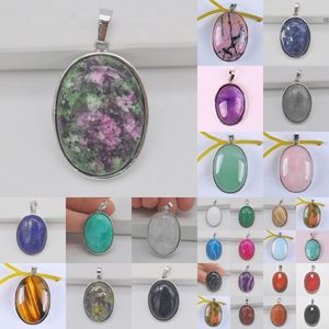 Подвесные ожерелья Rhodonite/Unakite Epidote/Sodalite/Aventurine/Tigereye/Green Malachite/Crystal/Opal/Lapis Stone Gem Beads Овальные ювелирные изделия