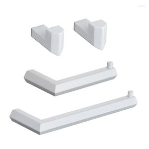 Bath Accessory Set 304 Stainless Steel Wall Mount Towel Rack White Bathroom Hardware Bar Paper Holder 2-PCS Robe Hook Accessories