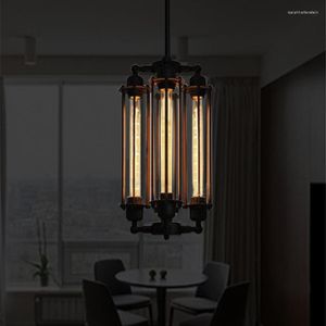 Hängslampor nordiska vintage loft flöjt kreativ lampa retro järnbelysning bar restaurang metall svart industriell deco