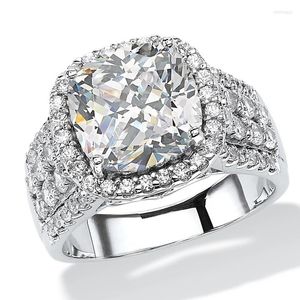 Anéis de casamento huitan tendência eternidade mulheres luxo pavimentado com cintilos cúbicos zirconia clássica elegante e elegante joias