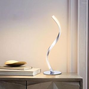 Table Lamps LED Spiral Lamp Curved Desk Bedside Cool White Warm Touch Dimming For Living Room Reading