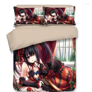 Set di biancheria da letto Set copripiumino anime giapponese DATE A LIVE Tokisaki Kurumi in cotone stampato Include 1 e 2 federe