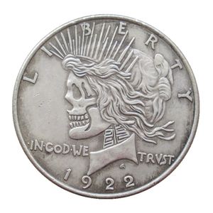 Two Face Coins USA Peace Dollar 1922 Skull Head to Head Silver Plated Copy Coins Metal Crafts Special Gifts