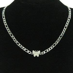 Correntes Personalidade Pequena borboleta simples colar de corrente cubana brilhante para homens e mulheres jóias de luxo da moda