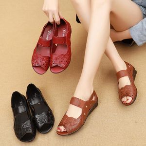 Sandals Women Breathable Fashion Outdoor Non-Slip Flat Casual Shoes Female Sneakers Genuine Leather Wedge Heel Comfort