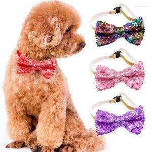 Dog Apparel Pet Cat Collar Accessories Sequined Bow Tie Holiday Party Decorations