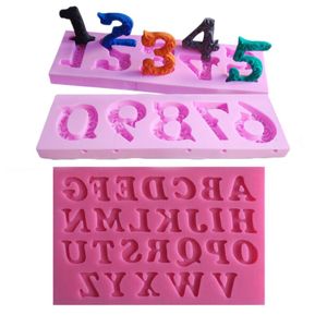 Herramientas para pasteles, números, letras del alfabeto, molde de silicona, decoración de Fondant, moldes de jabón de caramelo de Chocolate, forma de Moule