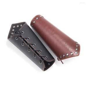 Bangle Punk Bracelet Cool Night Club Cosplay Lace Up Bandage Harness Wide Cuff Leather Gothic Rock Unisex Arm Bangles Bracelets Man