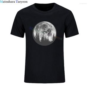 Camiseta masculina camiseta de verão masculino de tendência de lua cheia camiseta casual camiseta curta algodão de algodão engraçado