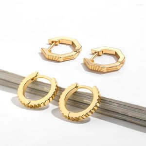 Brincos de argolas de argola punk geométrico círculo pequeno para mulheres fé de engrenagem de engrenagem de metal de metal dourado huggie bijoux