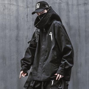 Herrjackor stor storlek vår japansk streetwear techwear turtleneck huva zip up jacka för män baseball