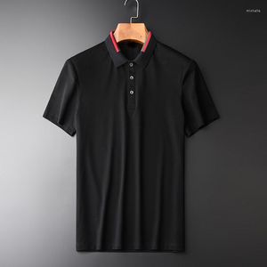 Męski Polos Bawełniany Spandex Summer cienki krótki rękaw Jakość Slim Casual Black Shirts 2xl 3xl 4xl