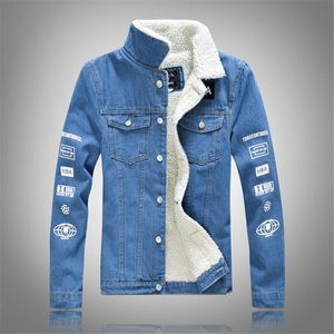 Men's Jackets Men Light Blue Winter Jean Outerwear Warm Denim Coats Tide Large Size Wool Liner Thicker