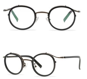 Brand Men Round Eyeglasses Frame Myopia Eyewear Optical Glasses Women Vintage Ultralight Spectacle Frames Metal Glasses for Prescription Glass with Box