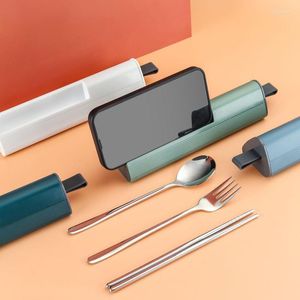 Set di stoviglie in acciaio inossidabile 304 cucchiaio forchetta bacchette set di posate kit portatile pranzo stoviglie accessori da cucina da viaggio