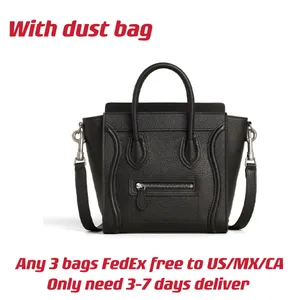 Nano Designer Bagage Bag Woman Smile Crossbody Bag i slät/trummad kalvskinn Äkta läder i 5 färger med en avtagbar axelband Lady Fashion Shoulder Bag