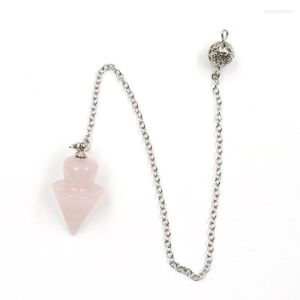 Pendant Necklaces FYSL Silver Plated Cone Shape Amethysts Stone Link Chain Cherry Quartz Jewelry