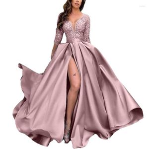 Abiti casual Elegante Dubai Luxury Party Maxi per le donne 2023 Abito lungo con spacco ricamato in pizzo Plus Size Abiti da sera in Turchia marocchina