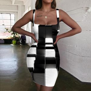 Sıradan Elbiseler Marka Geometrisi Kadınlar Özet 3D Baskı Bodycon Art Vestido Seksi Kadın Giyim Partisi VintageCasual Casualcasual