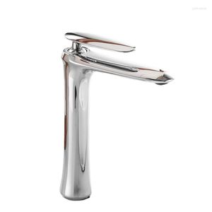 Rubinetti per lavandino del bagno Rubinetto a cascata in ottone bianco Miscelatore per lavabo alto