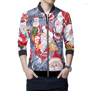 Kurtki męskie OGKB Santa Claus 3D Printed Jacket Men Casual Long Sleeve Płaszcz Streetwear Unisex Boże Narodzenie Kobiety Kobiety Xmas Hurtant