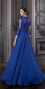 Kleider für die Brautmutter, blaues Spitzen-Abendkleid XFY78698