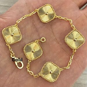 Luxury Designer Bracelet 4/Four Leaf Clover Charm Bracelets Elegant Fashion 18K Gold Agate Shell Mother of Pearl Women Girls Couple Holiday Birthday Party Gifts 21cm