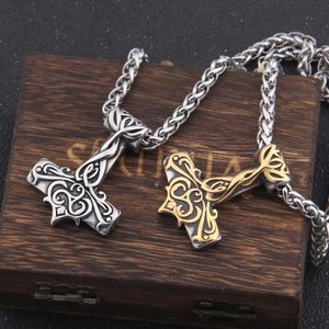 Pendant Necklaces Never Fade Mix Gold thor's hammer mjolnir necklace viking scandinavian norse viking necklace Men Stainless Steel gift G230206